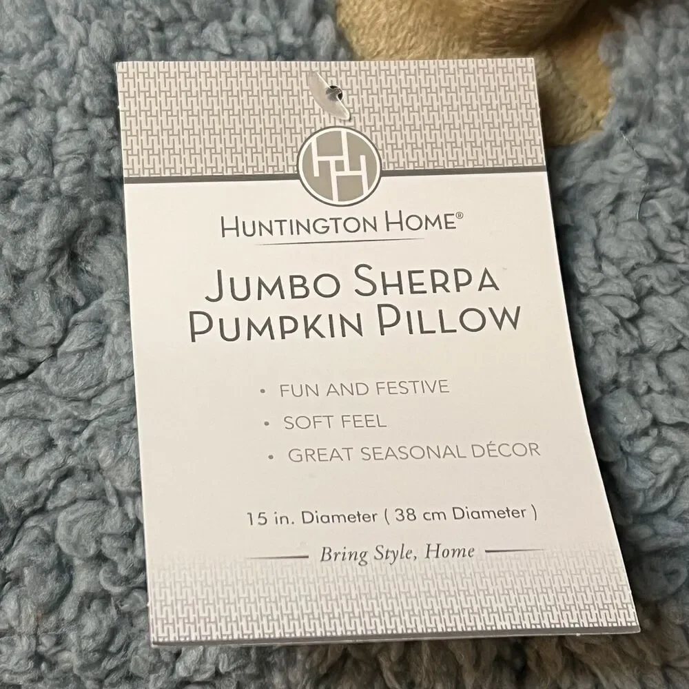 Huntington Home Jumbo Sherpa Pumpkin Pillow Plush Blue 15